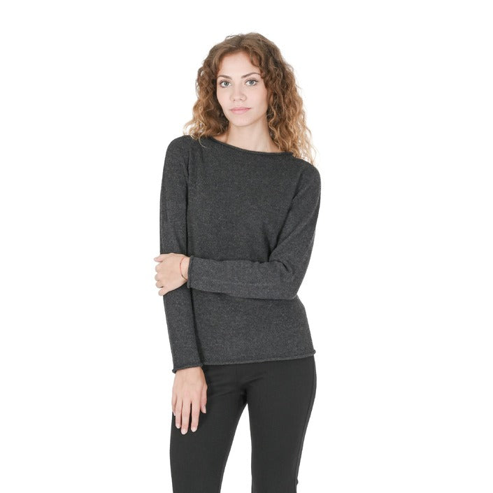 Crown of Edinburgh Cashmere Women's Boat Neck Sweater DARK GREY