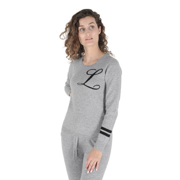 Crown of Edinburgh Cashmere Crew Neck Sweater STOCKBRIDGE GREY L