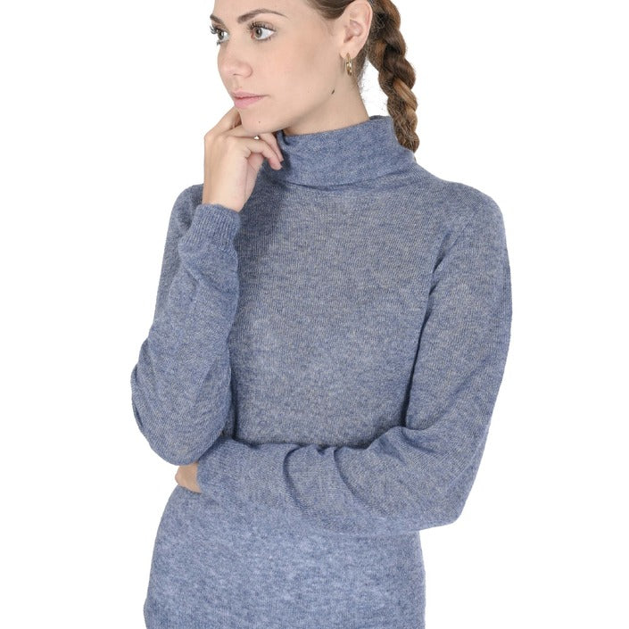 Crown of Edinburgh Cashmere Women's Turtleneck Sweater BLUE MELANGE