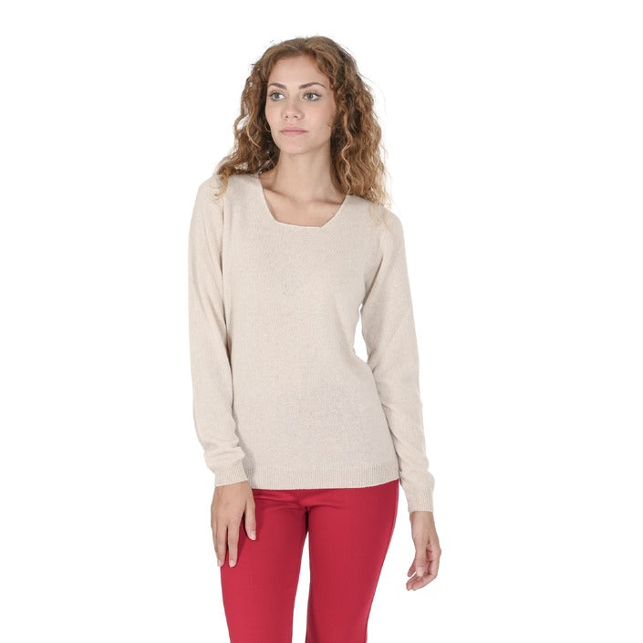 Crown of Edinburgh Cashmere Women's Square Neck Sweater LINEN