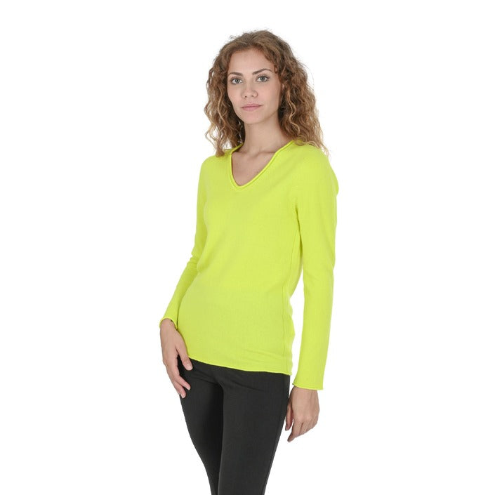 Crown of Edinburgh Cashmere Women's V Neck Sweater YELLOW