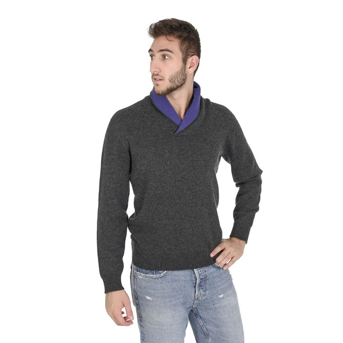Crown of Edinburgh Cashmere Men's Shawl Collar Sweater NAVY