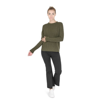 Crown of Edinburgh Cashmere Women's Round Neck Sweater KHAKI