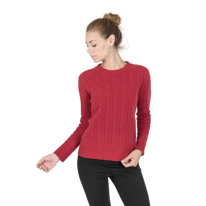 Crown of Edinburgh Cashmere Women's Round Neck Sweater RED