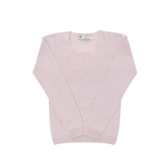 Crown of Edinburgh Cashmere Women's Square Neck Sweater PINK