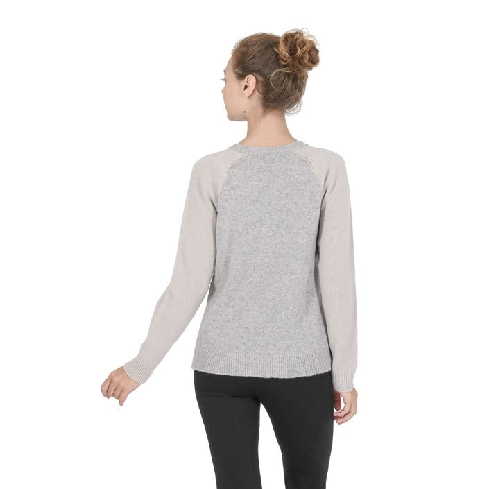 Crown of Edinburgh Cashmere Women's Round Neck Sweater GREEN/CREAM
