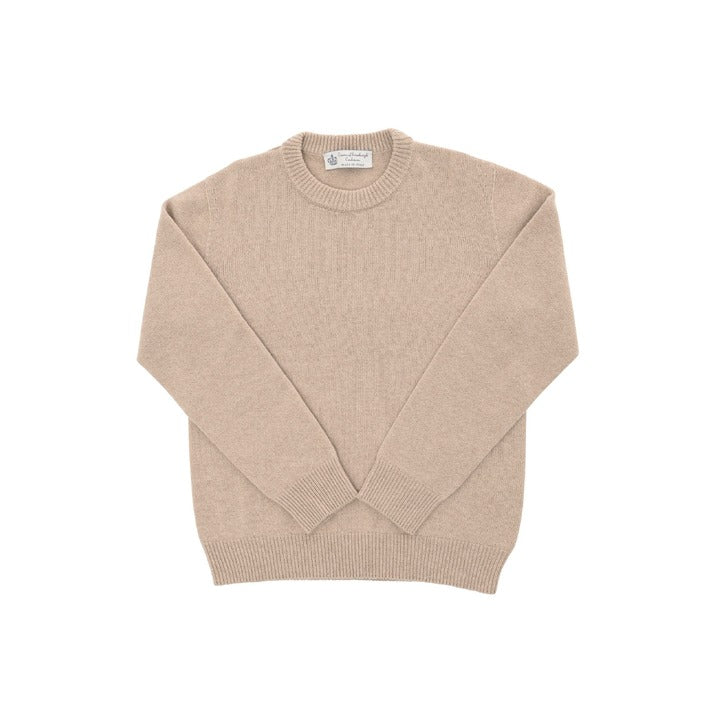 Crown of Edinburgh Cashmere Men's Round Neck Sweater BEIGE