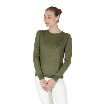 Crown of Edinburgh Cashmere Long Sleeve GREEN LETTER P