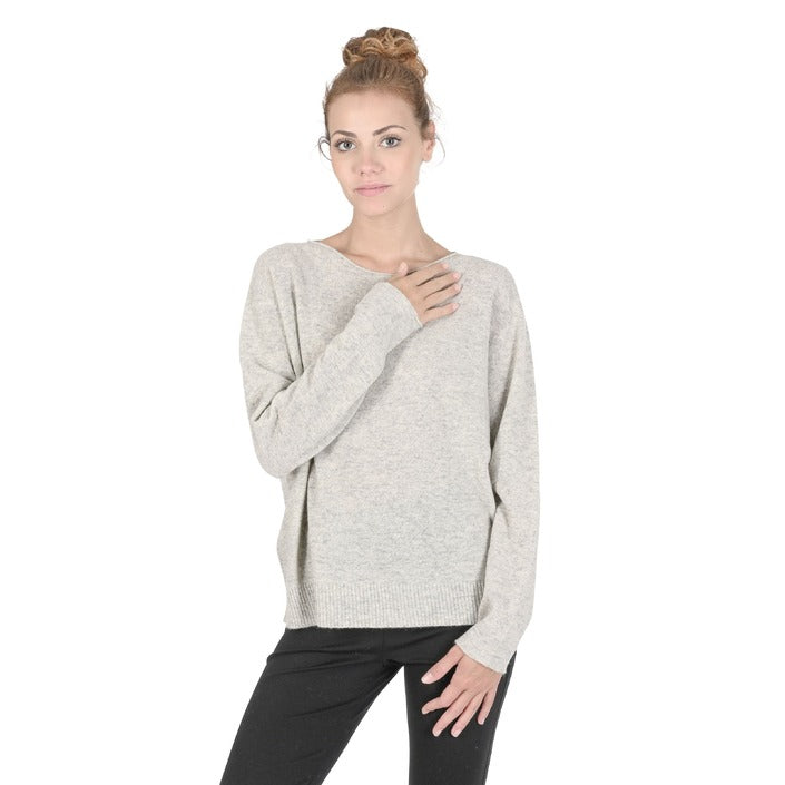 Crown of Edinburgh Cashmere Women's Oversize Boat Neck Sweater GREY MELANGE