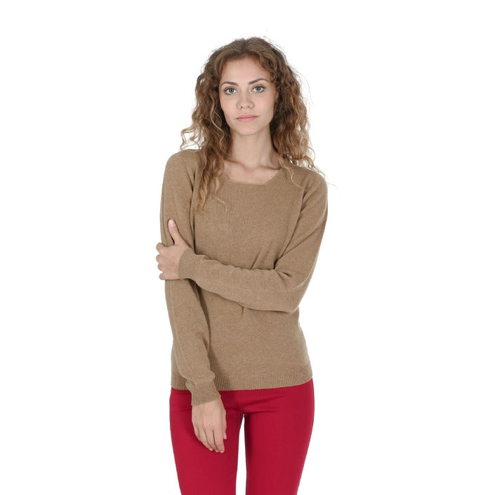 Crown of Edinburgh Cashmere Women's Square Neck Sweater BISCUIT