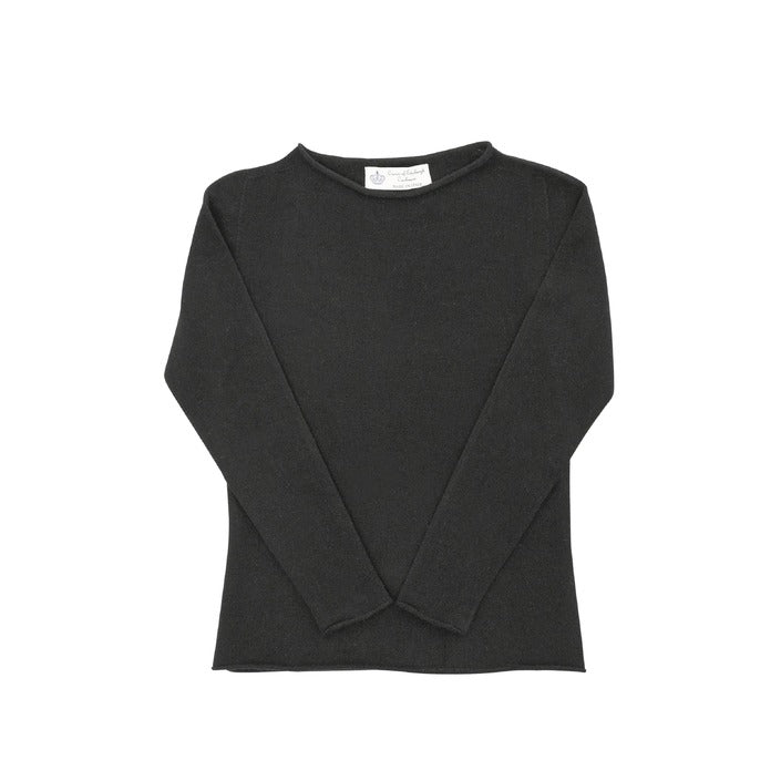 Crown of Edinburgh Cashmere Women's Boat Neck Sweater BLACK