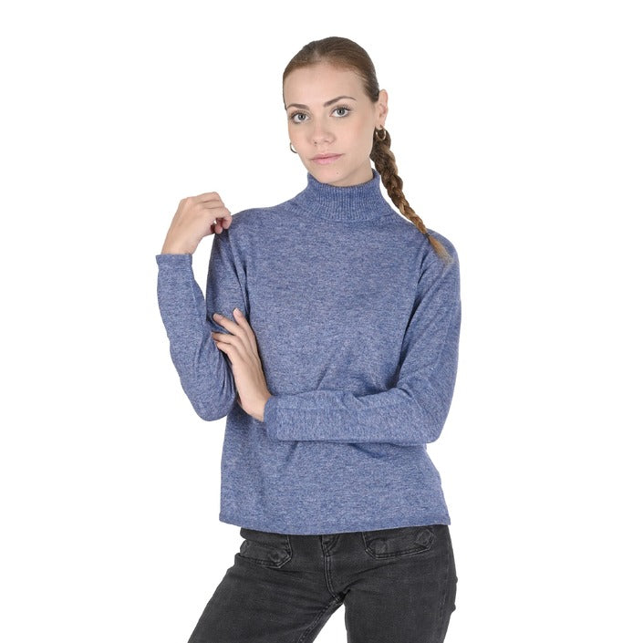 Crown of Edinburgh Cashmere Women's Turtleneck Sweater BLU MELANGE