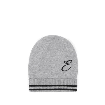 Crown of Edinburgh Cashmere Monogrammed Beanie BRUNTSFIELD GREY E