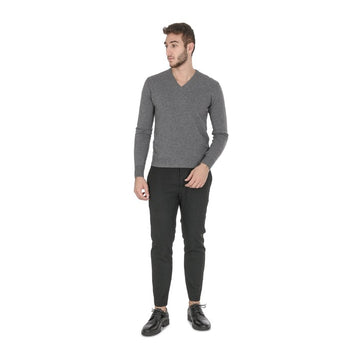 Crown of Edinburgh Cashmere Men's V Neck Sweater GREY