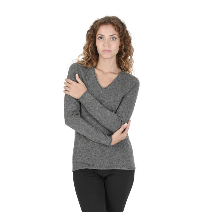 Crown of Edinburgh Cashmere Women's V Neck Sweater GREY