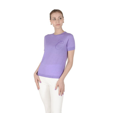 Crown of Edinburgh Cashmere Short Sleeve T-Shirt LILAC LETTER C