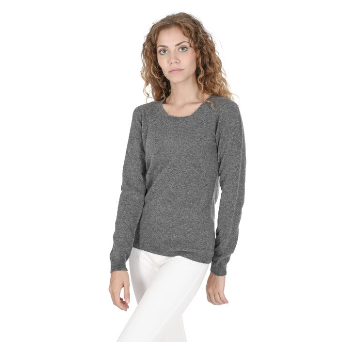 Crown of Edinburgh Cashmere Women's Square Neck Sweater SMOG