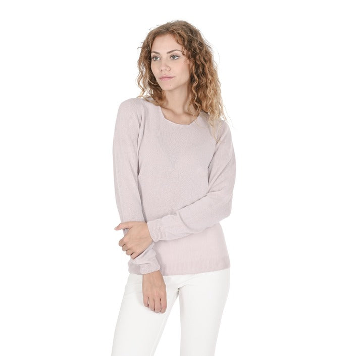 Crown of Edinburgh Cashmere Women's Square Neck Sweater PINK