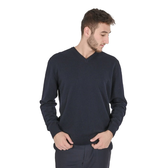 Crown of Edinburgh Cashmere Men's V Neck Sweater NAVY BLUE
