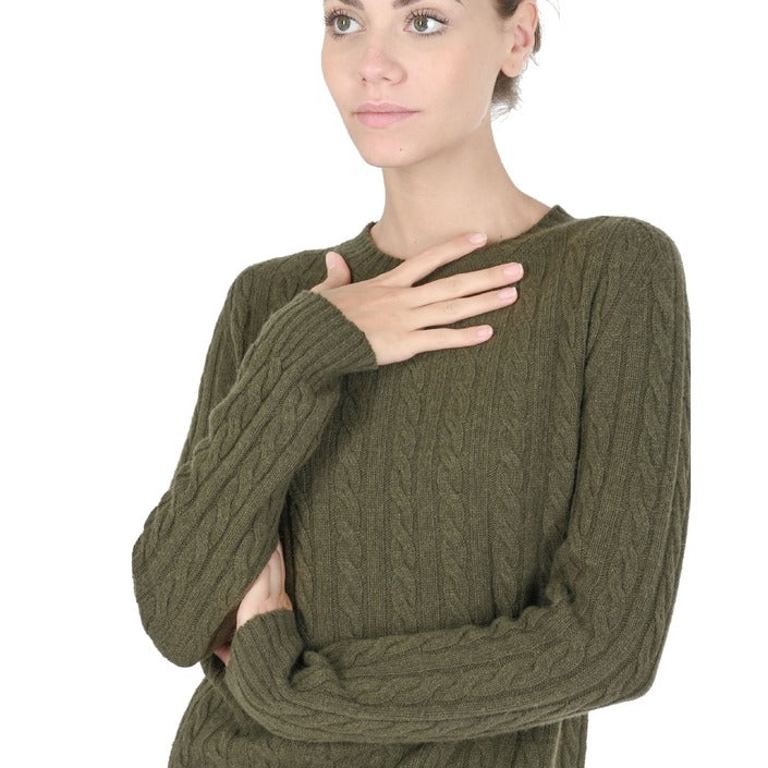 Crown of Edinburgh Cashmere Women's Round Neck Sweater KHAKI