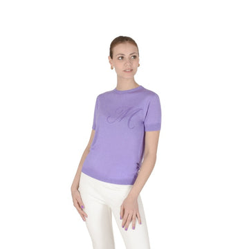 Crown of Edinburgh Cashmere Short Sleeve T-Shirt LILAC LETTER M