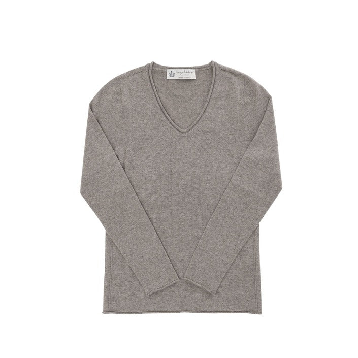 Crown of Edinburgh Cashmere Womens V Neck Sweater TAUPE