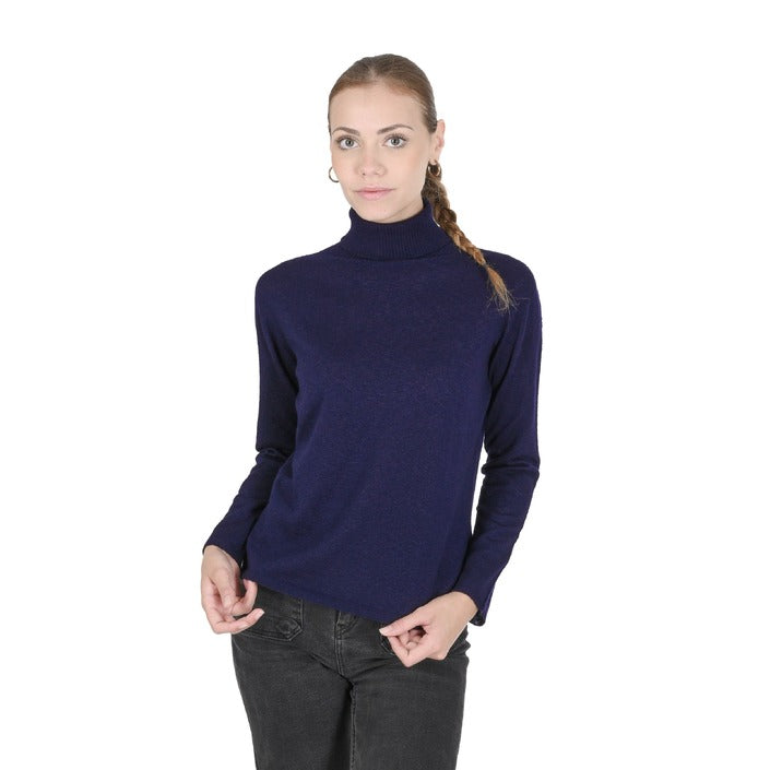 Crown of Edinburgh Cashmere Women's Turtleneck Sweater NAVY BLUE