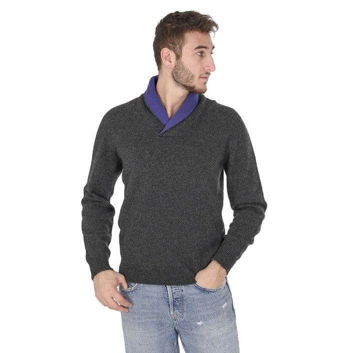 Crown of Edinburgh Cashmere Men's Shawl Collar Sweater NAVY
