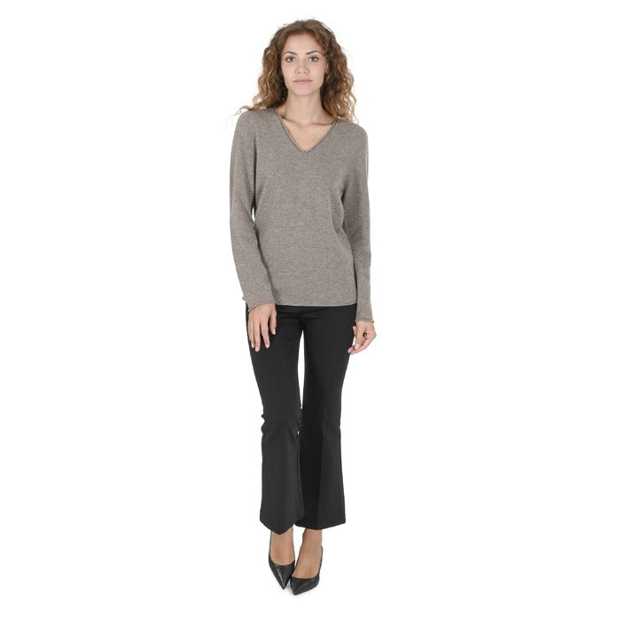 Crown of Edinburgh Cashmere Womens V Neck Sweater TAUPE