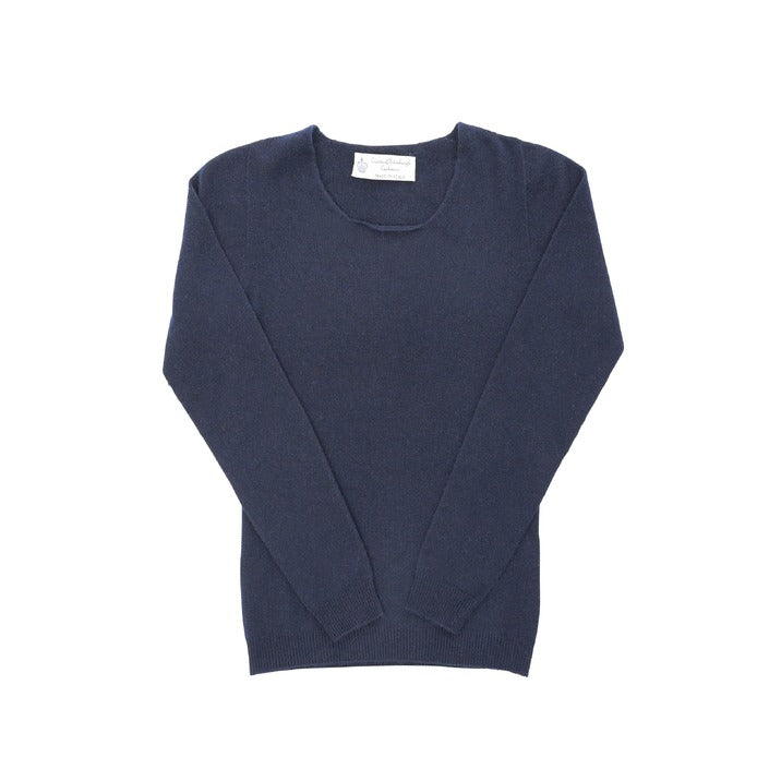 Crown of Edinburgh Cashmere Womens Square Neck Sweater NAVY