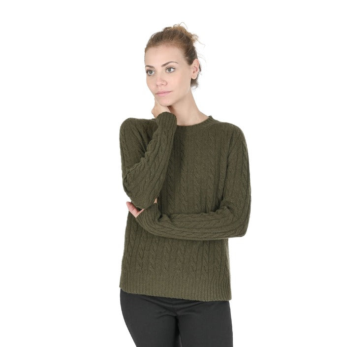 Crown of Edinburgh Cashmere Women's Round Neck Sweater KHAKI