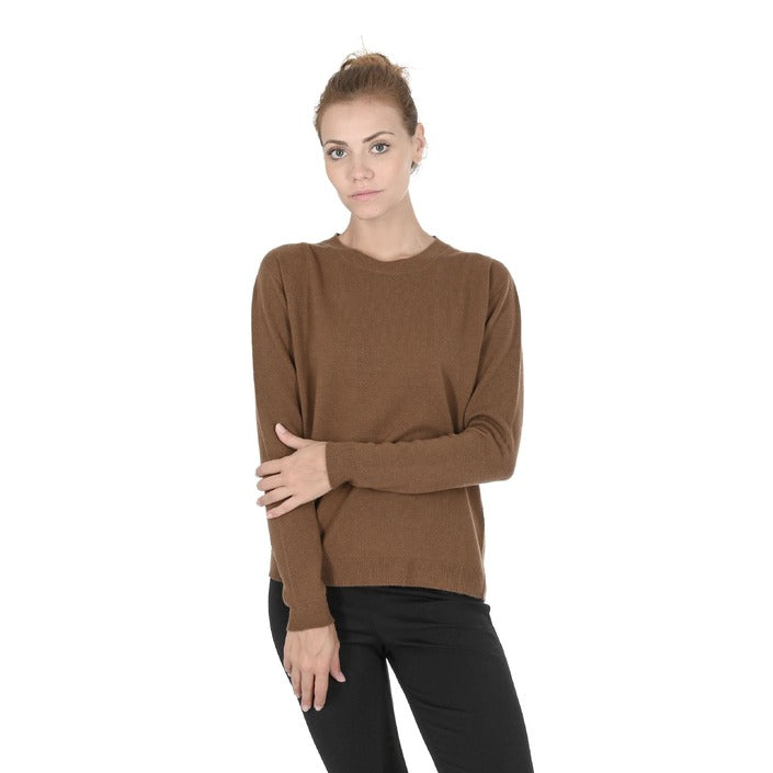 Crown of Edinburgh Cashmere Women's Round Neck Sweater LIGHT BROWN