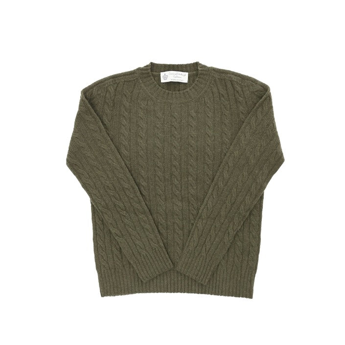 Crown of Edinburgh Cashmere Women's Round Neck Sweater KHAKI