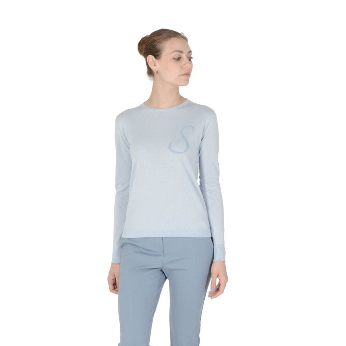 Crown of Edinburgh Cashmere Long Sleeve LIGHT BLUE LETTER S