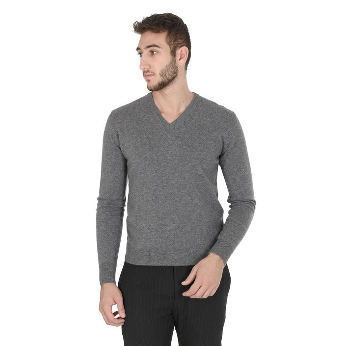 Crown of Edinburgh Cashmere Men's V Neck Sweater GREY