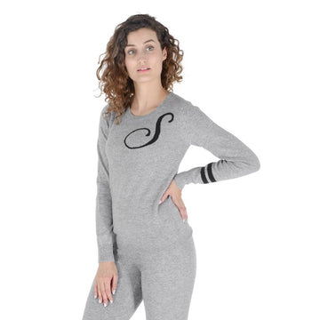 Crown of Edinburgh Cashmere Crew Neck Sweater STOCKBRIDGE GREY S