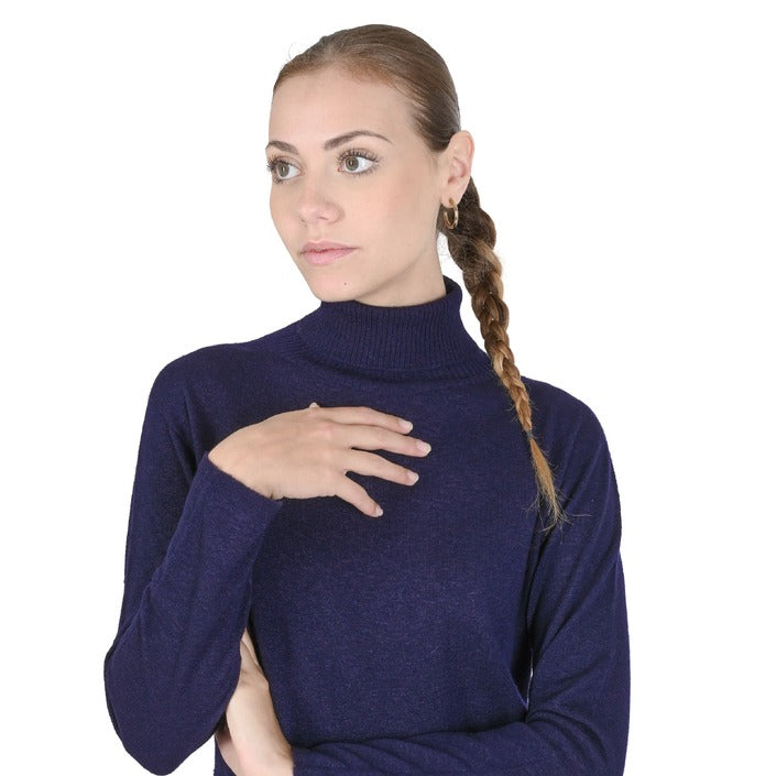 Crown of Edinburgh Cashmere Women's Turtleneck Sweater NAVY BLUE