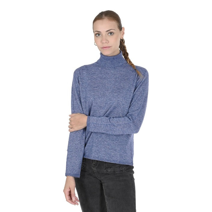 Crown of Edinburgh Cashmere Women's Turtleneck Sweater BLU MELANGE