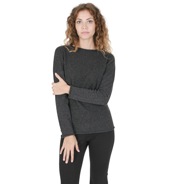 Crown of Edinburgh Cashmere Women's Boat Neck Sweater DARK GREY