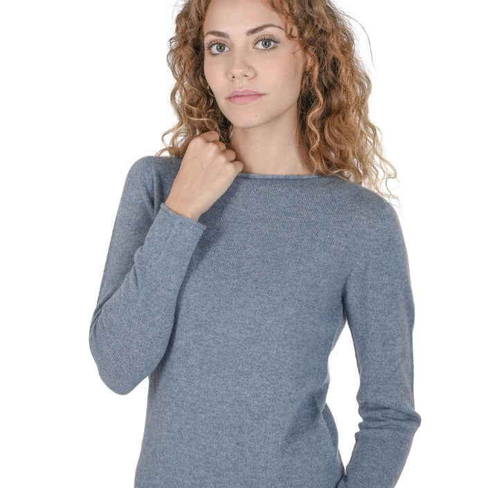 Crown of Edinburgh Cashmere Women's Boat Neck Sweater LIGHT BLUE