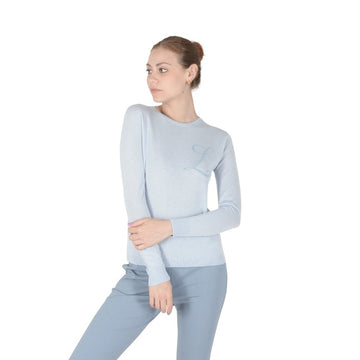 Crown of Edinburgh Cashmere Long Sleeve LIGHT BLUE LETTER L