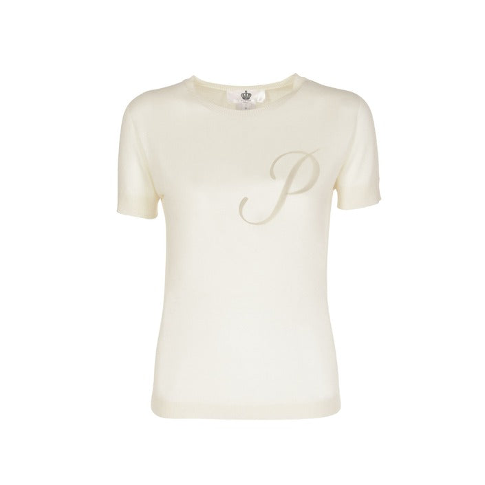 Crown of Edinburgh Cashmere Short Sleeve T-Shirt IVORY LETTER P