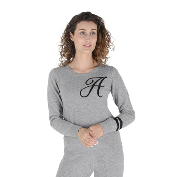 Crown of Edinburgh Cashmere Crew Neck Sweater STOCKBRIDGE GREY A