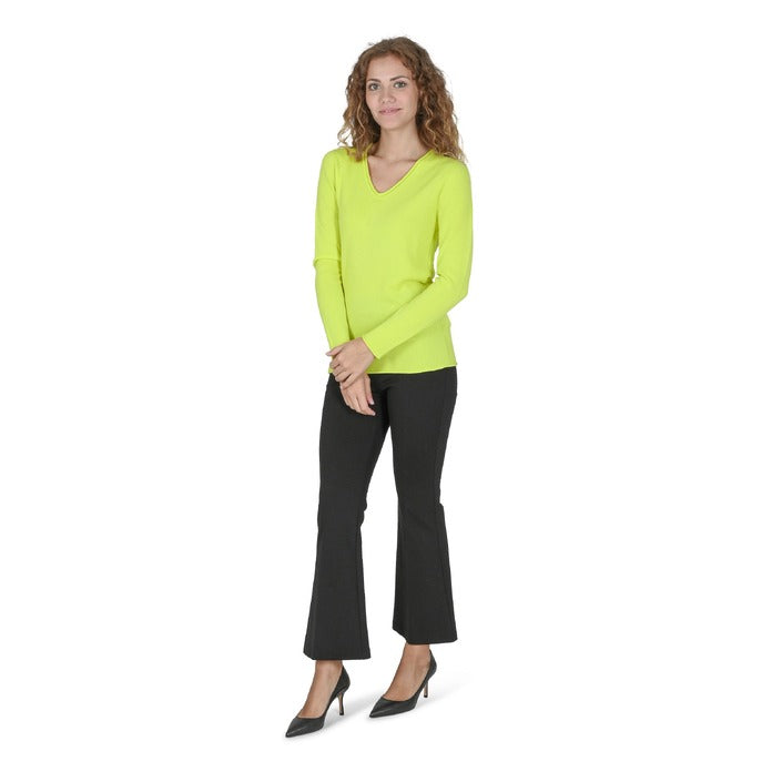 Crown of Edinburgh Cashmere Women's V Neck Sweater YELLOW