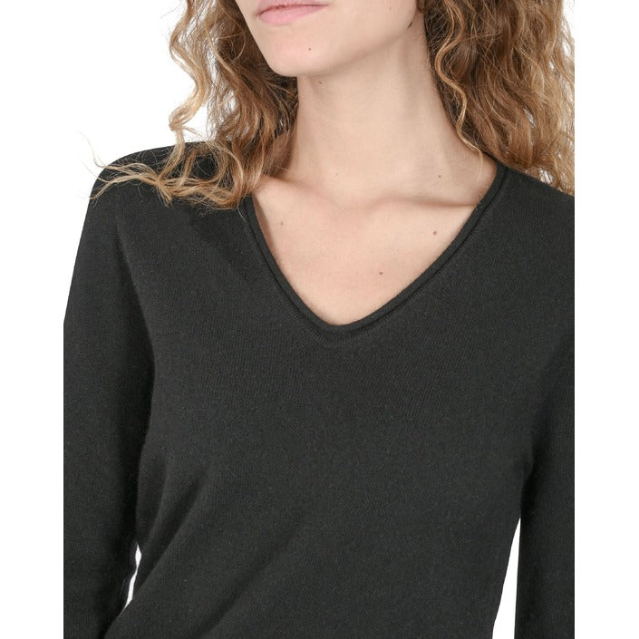 Crown of Edinburgh Cashmere Women's V Neck Sweater BLACK