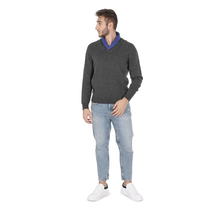 Crown of Edinburgh Cashmere Men's Shawl Collar Sweater NAVY