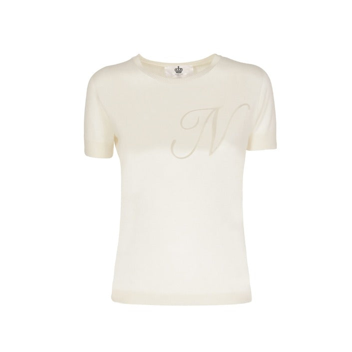 Crown of Edinburgh Cashmere Short Sleeve IVORY LETTER N