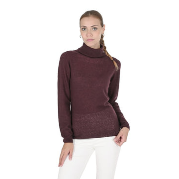 Crown of Edinburgh Cashmere Women's Turtleneck Sweater BORDEAUX