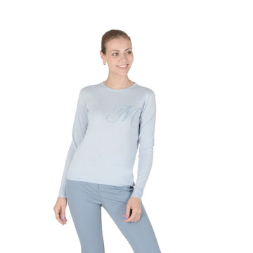 Crown of Edinburgh Cashmere Long Sleeve LIGHT BLUE LETTER M