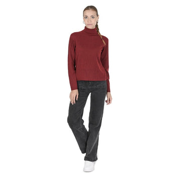 Crown of Edinburgh Cashmere Women's Turtleneck Sweater DARK RED